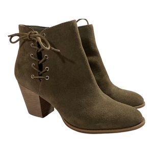 Jessica Simpson Yesha Women's 10M Moss Brown Block Heel Suede Leather Boots EUC